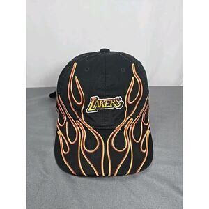 LA LAKERS Hat Mitchell Ness NBA Fire Flames Cap Embroidered Strapback 100%Cotton